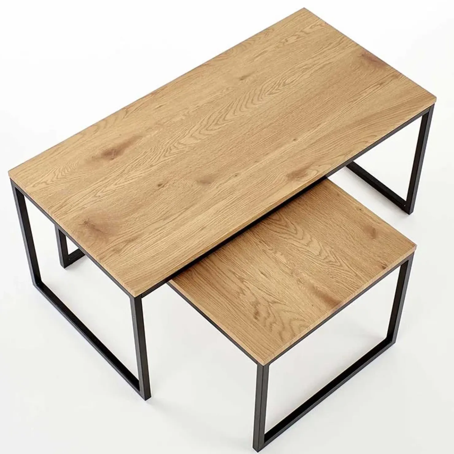 Garnero Arredamenti Set 2 tavolini da salotto stile industrial rovere miele acciaio nero Pai Clearance