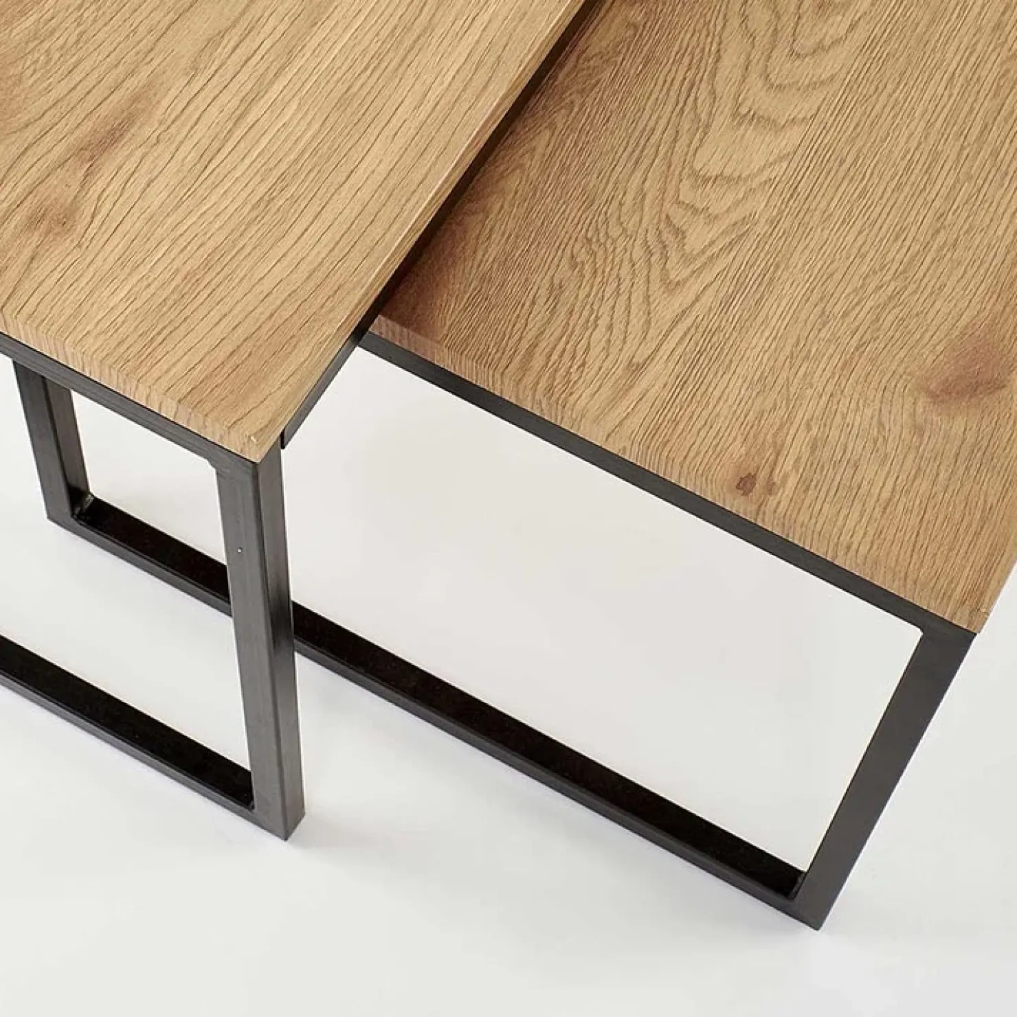 Garnero Arredamenti Set 2 tavolini da salotto stile industrial rovere miele acciaio nero Pai Clearance