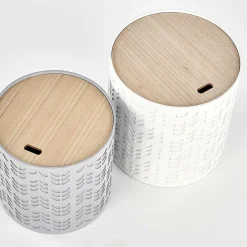 Garnero Arredamenti Set 2 tavolini da salotto rotondi bianchi opaco grigio Ennis Sale