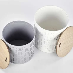 Garnero Arredamenti Set 2 tavolini da salotto rotondi bianchi opaco grigio Ennis Sale