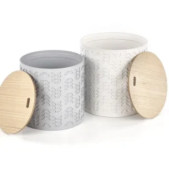 Garnero Arredamenti Set 2 tavolini da salotto rotondi bianchi opaco grigio Ennis Sale