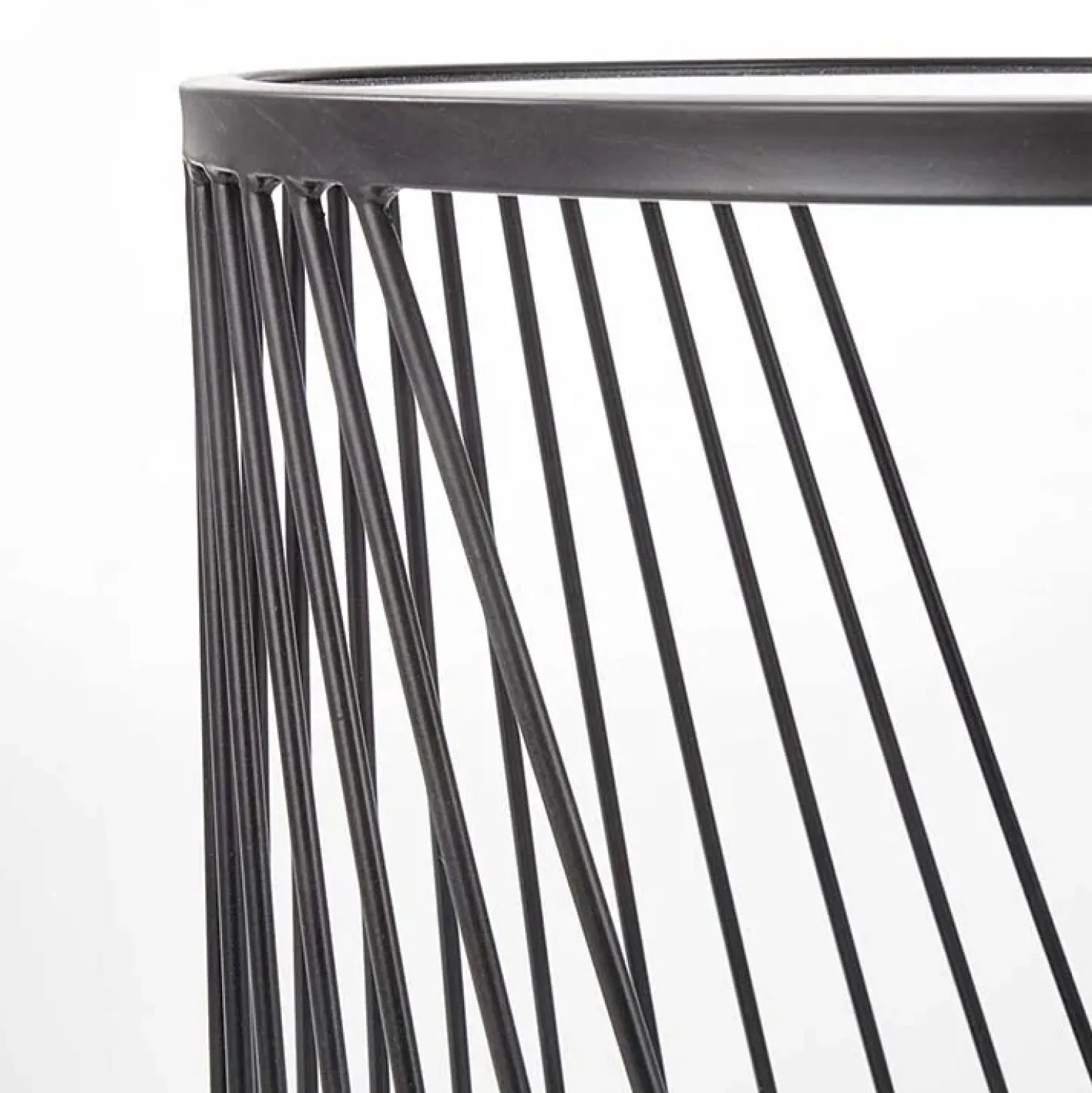 Garnero Arredamenti Set 2 tavolini 40x30cm da salotto rotondi vetro fumè acciaio nero Foglia Best