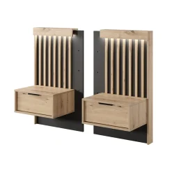 Garnero Arredamenti Set comodini 50x104h cm con cassetto rovere antracite Rubik