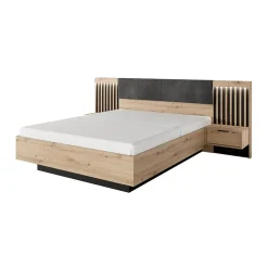 Garnero Arredamenti Set comodini 50x104h cm con cassetto rovere antracite Rubik