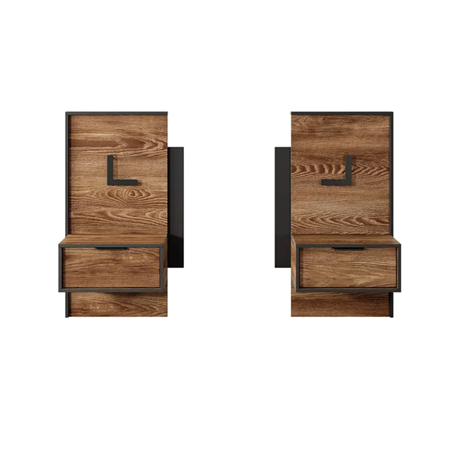 Garnero Arredamenti Set comodini 49x102h cm con led quercia nero Smooty Clearance