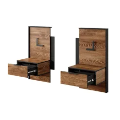 Garnero Arredamenti Set comodini 49x102h cm con led quercia nero Smooty Clearance