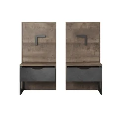 Garnero Arredamenti Set comodini 52x100h cm con led grigio quercia Dable Best