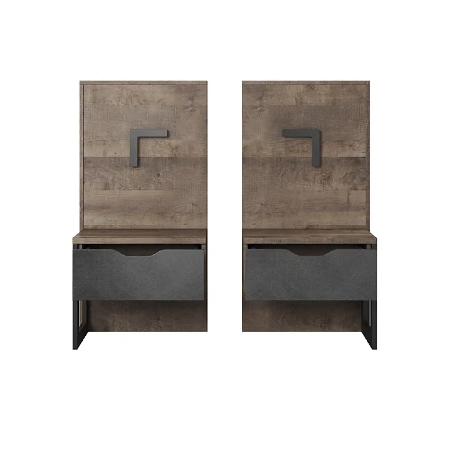 Garnero Arredamenti Set comodini 52x100h cm con led grigio quercia Dable Best