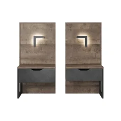 Garnero Arredamenti Set comodini 52x100h cm con led grigio quercia Dable Best