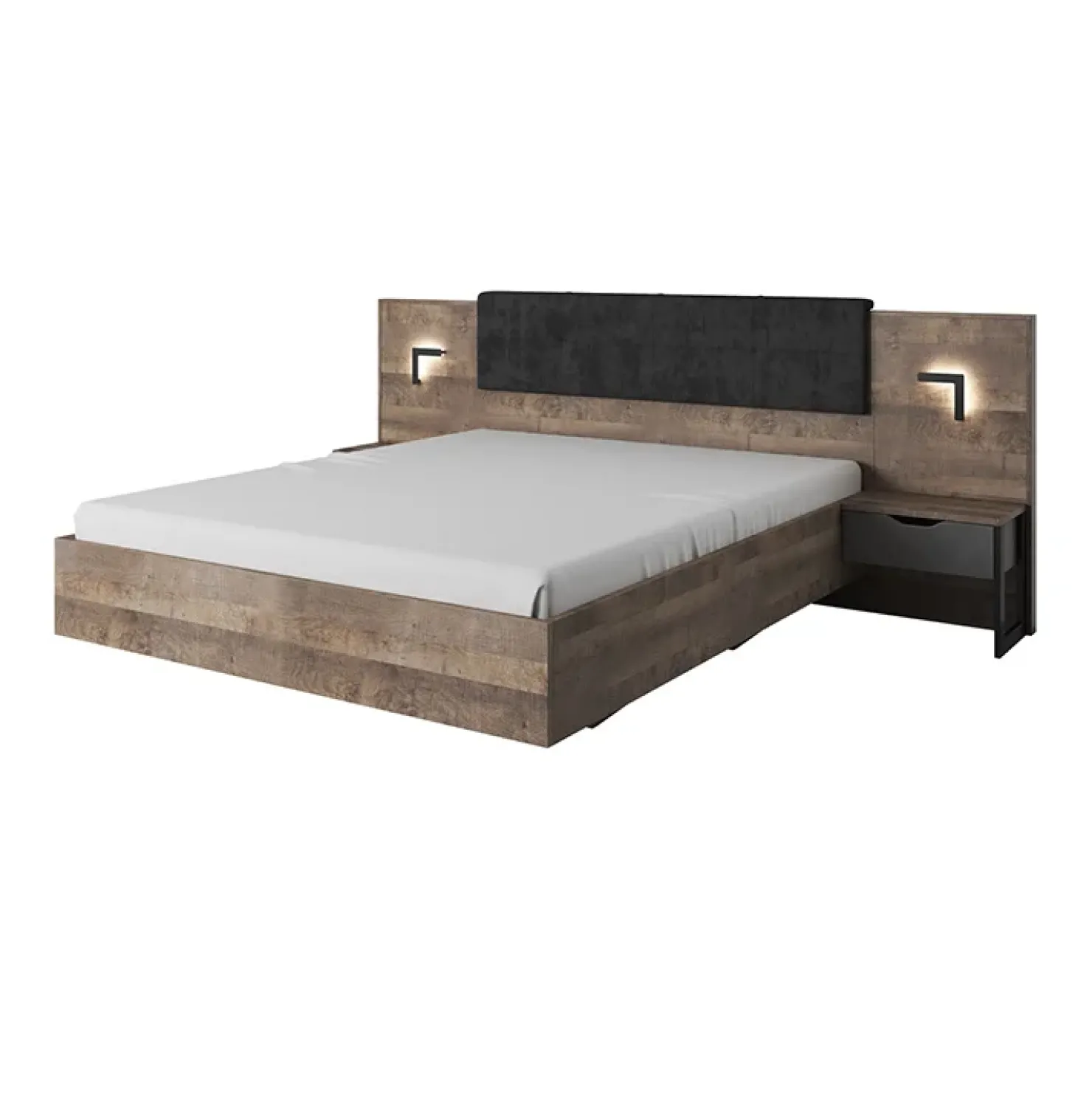 Garnero Arredamenti Set comodini 52x100h cm con led grigio quercia Dable Best