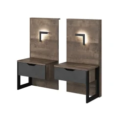 Garnero Arredamenti Set comodini 52x100h cm con led grigio quercia Dable Best