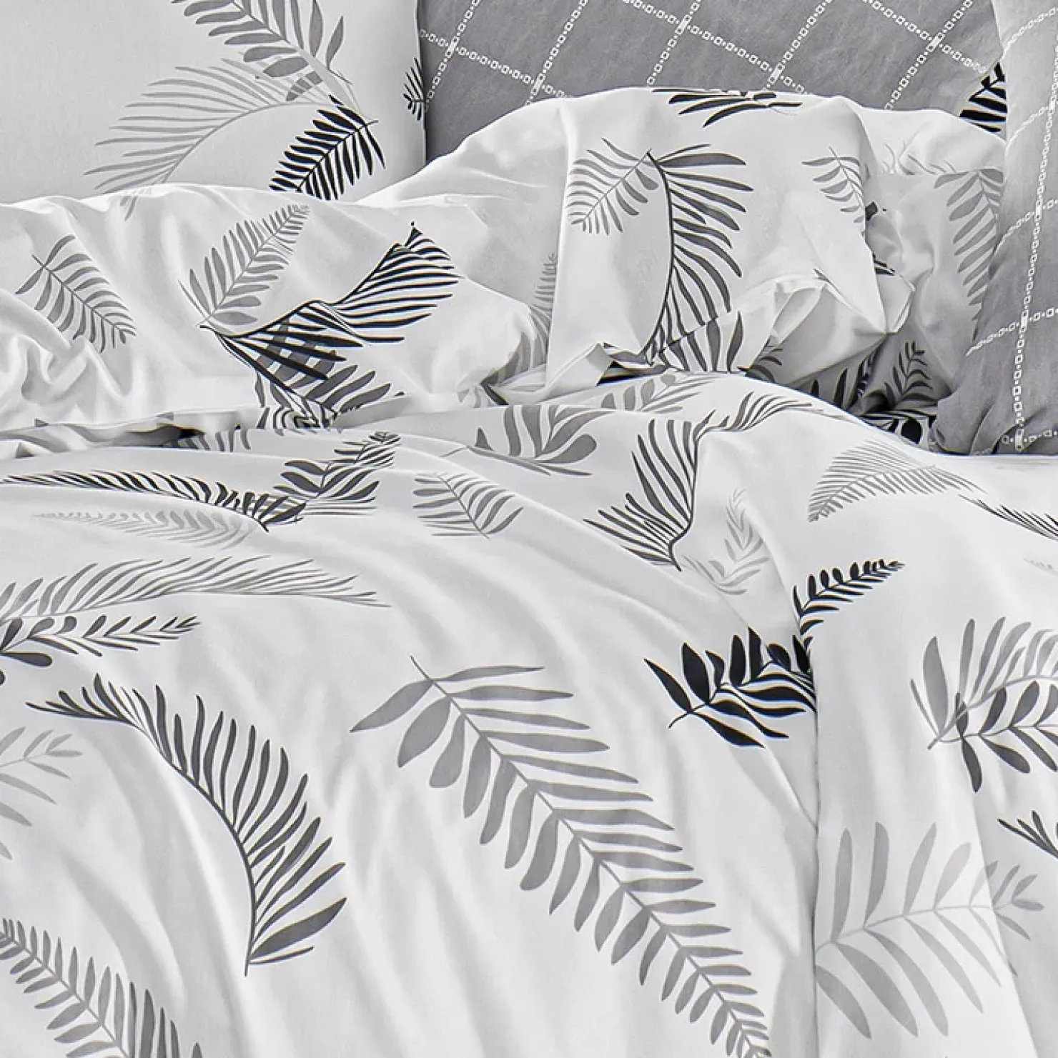 Garnero Arredamenti Set copripiumino matrimoniale e federe 220x240cm bianco grigio Ingrid Hot