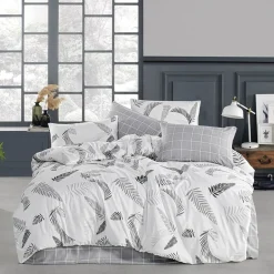 Garnero Arredamenti Set copripiumino matrimoniale oversize e federe 240x260cm bianco grigio Ingrid Hot