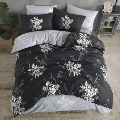 Garnero Arredamenti Set copripiumino matrimoniale oversize e federe 240x260cm nero bianco Fugace Discount
