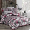 Garnero Arredamenti Set copripiumino matrimoniale oversize e federe a quadretti 240x260cm rosso grigio Doroty Discount