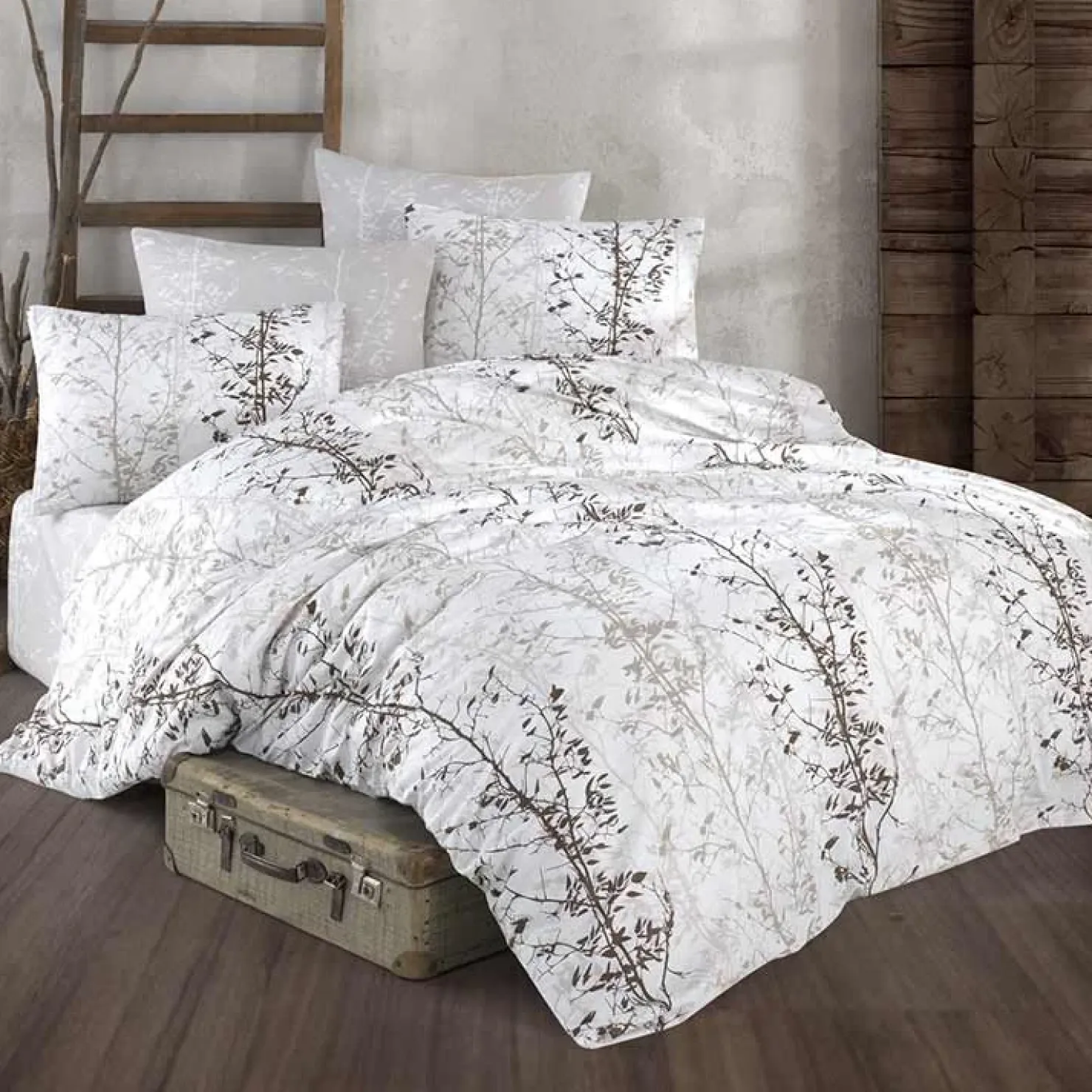 Garnero Arredamenti Set copripiumino matrimoniale oversize e federe 240x260cm bianco grigio Esedra Outlet