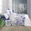 Garnero Arredamenti Set copripiumino matrimoniale oversize e federe 240x260cm floreale bianco blu Gordi Hot