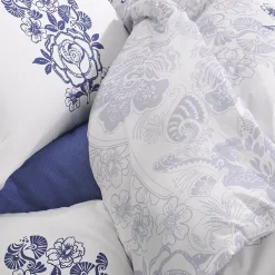 Garnero Arredamenti Set copripiumino matrimoniale oversize e federe 240x260cm floreale bianco blu Gordi Hot