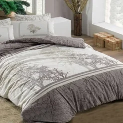 Garnero Arredamenti Set copripiumino matrimoniale oversize e federe 240x260cm tortora bianco Sarina Clearance