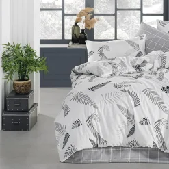 Garnero Arredamenti Set copripiumino singolo e federa 140x200cm bianco grigio Ingrid Discount