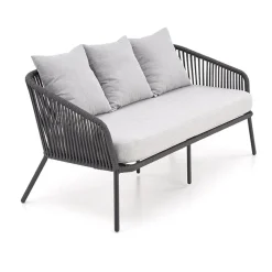 Garnero Arredamenti Set da giardino divano, poltrona, tavolino in vetro grigio Dalian Online