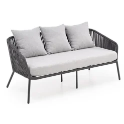 Garnero Arredamenti Set da giardino divano, poltrona, tavolino in vetro grigio Dalian Online