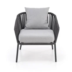 Garnero Arredamenti Set da giardino divano, poltrona, tavolino in vetro grigio Dalian Online