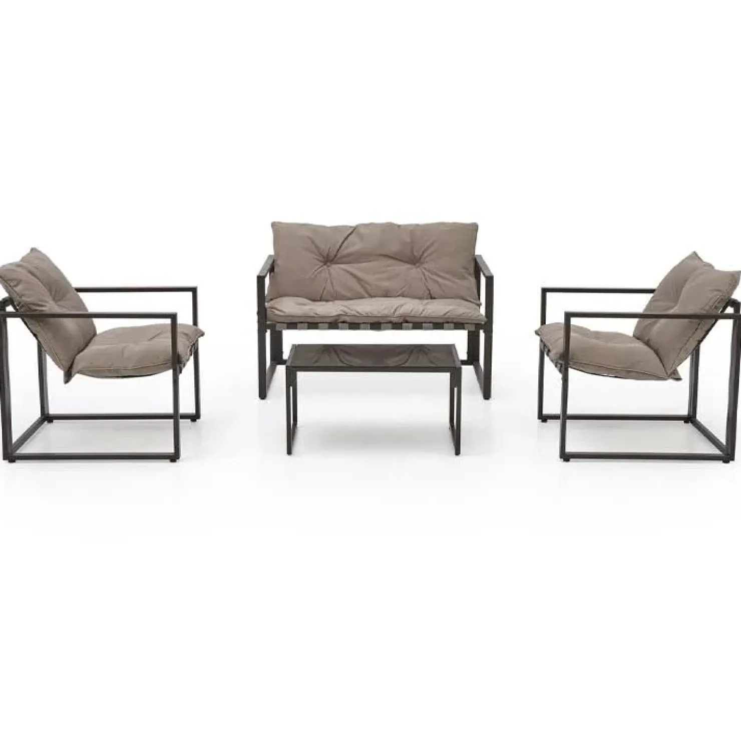 Garnero Arredamenti Set da giardino divano, poltrona, tavolino in vetro nero marrone Surat Clearance