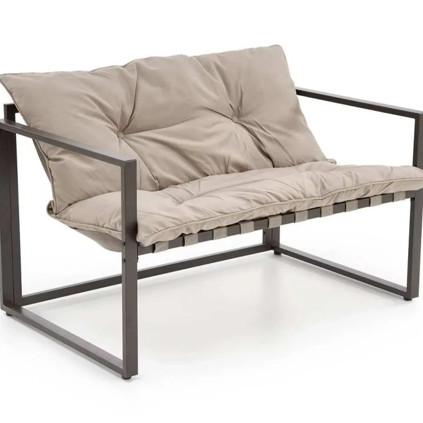 Garnero Arredamenti Set da giardino divano, poltrona, tavolino in vetro nero marrone Surat Clearance