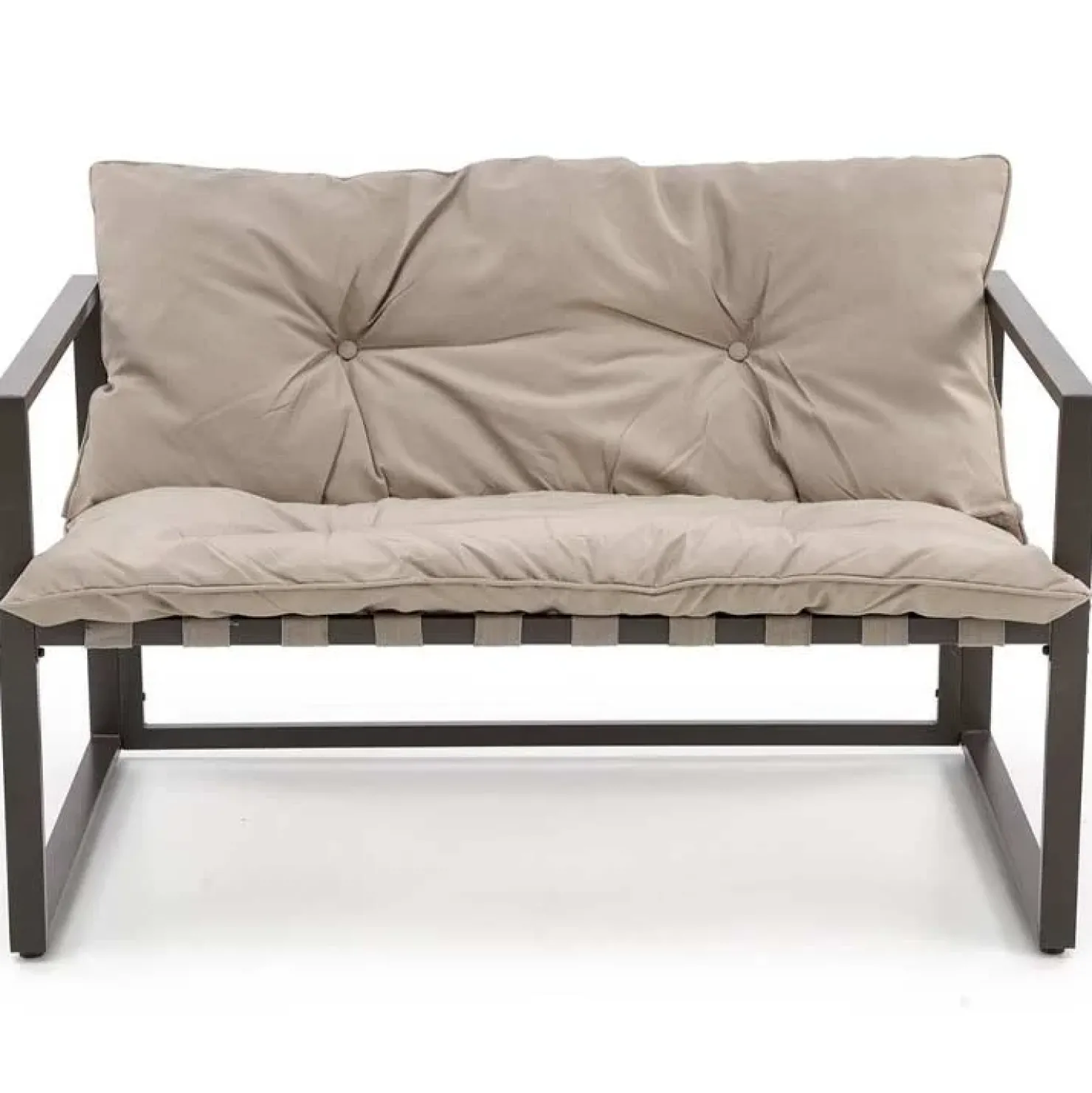 Garnero Arredamenti Set da giardino divano, poltrona, tavolino in vetro nero marrone Surat Clearance