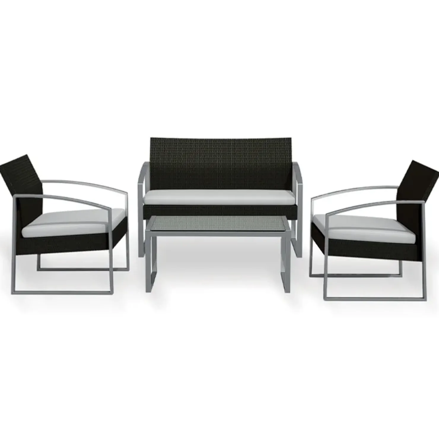 Garnero Arredamenti Set giardino 2 poltrone, divano e tavolino in rattan grigio Luca Antracite Sale