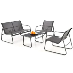 Garnero Arredamenti Set giardino relax 75x45cm 2 sedie divano e tavolino acciaio grigio Eden Best