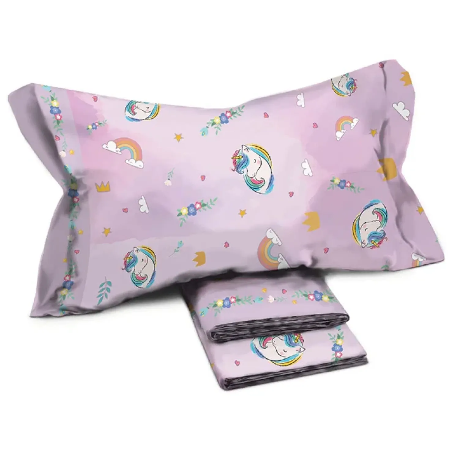 Garnero Arredamenti Set lenzuola letto singolo per bambini in cotone con unicorni rosa Cernia Outlet