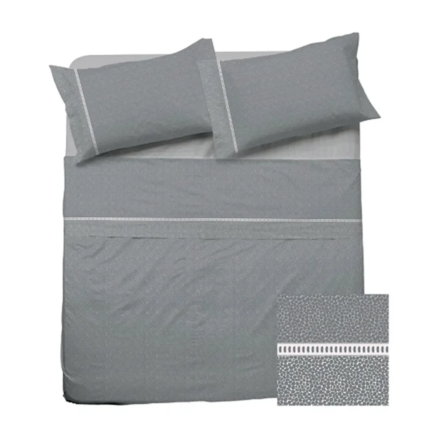 Garnero Arredamenti Set lenzuola matrimoniali in cotone grigio Freedom New