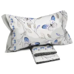 Garnero Arredamenti Set lenzuola matrimoniali in cotone fantasia farfalle bianco blu Cefalo Online