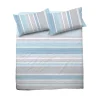 Garnero Arredamenti Set lenzuola matrimoniali  in cotone rigato azzurro grigio Sardina Hot