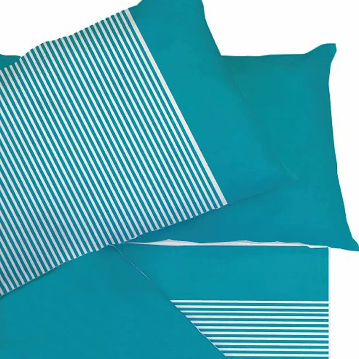 Garnero Arredamenti Set lenzuola matrimoniali con 4 federe in cotone turchese Strudel Best