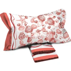 Garnero Arredamenti Set lenzuola matrimoniali in cotone fantasia coralli arancio Mousse Online