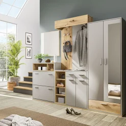 Garnero Arredamenti Set mobili ingresso 240x201h cm rovere naturale beige satinato Kenya Clearance