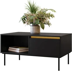 Garnero Arredamenti Set mobili soggiorno completo nero oro Praga Discount