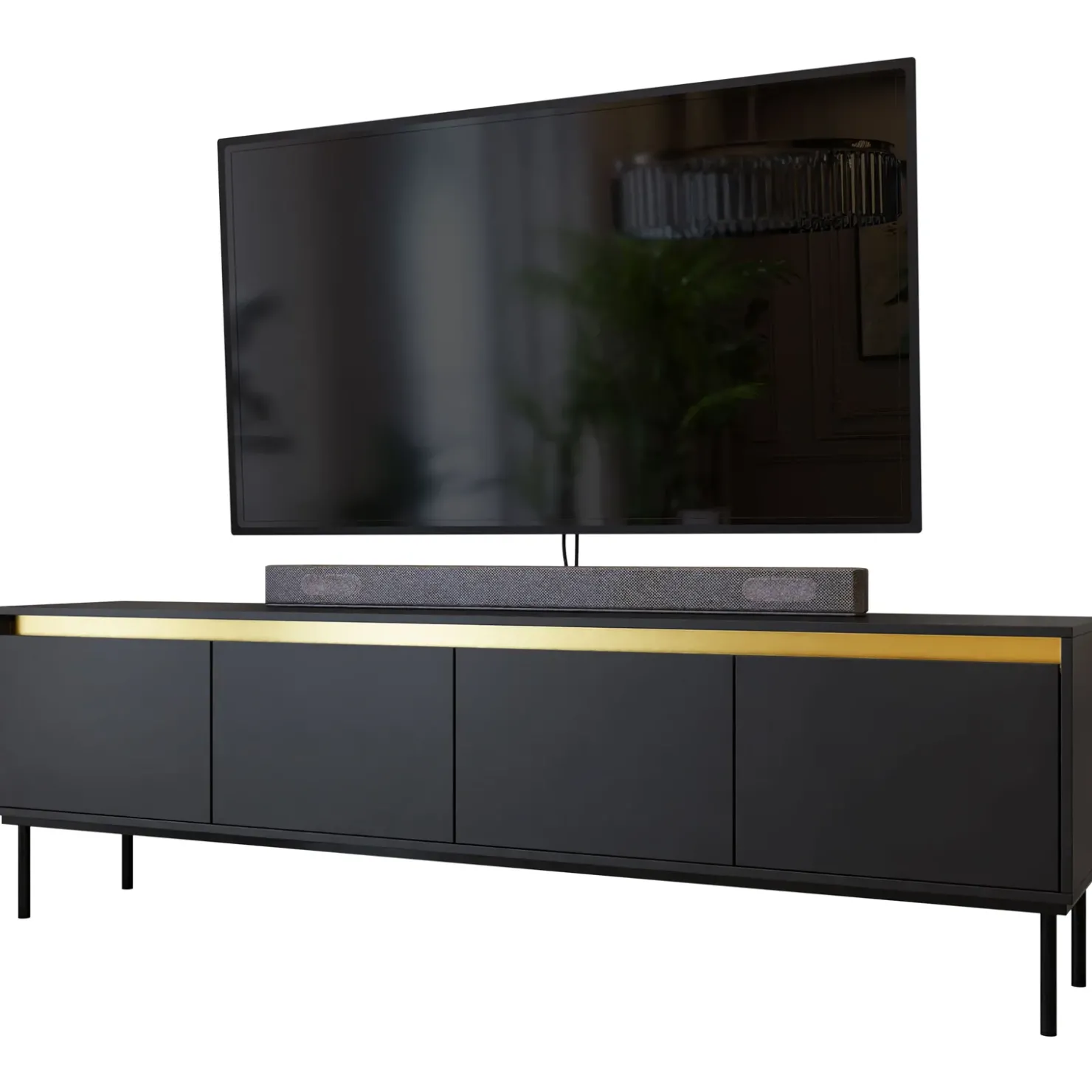 Garnero Arredamenti Set mobili soggiorno completo nero oro Praga Discount