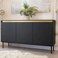 Garnero Arredamenti Set mobili soggiorno completo nero oro Praga Discount