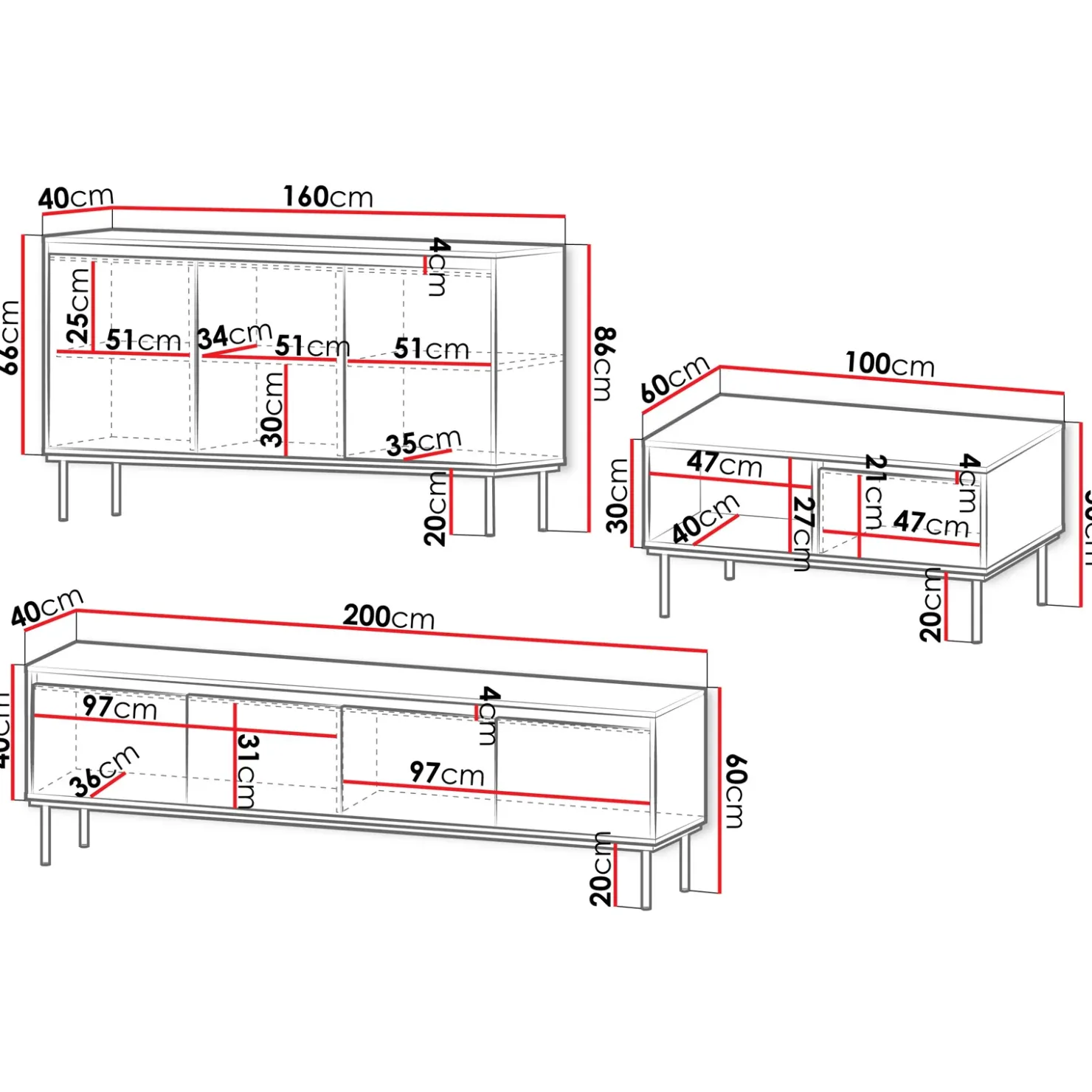 Garnero Arredamenti Set mobili soggiorno completo nero oro Praga Discount