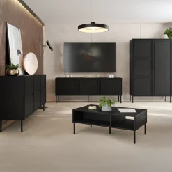 Garnero Arredamenti Set mobili soggiorno completo Stark 1 Nero Opaco Clearance