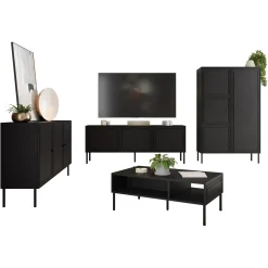 Garnero Arredamenti Set mobili soggiorno completo Stark 1 Nero Opaco Clearance