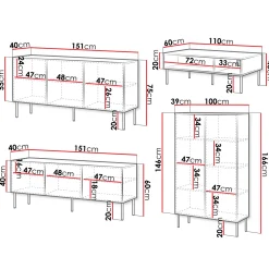 Garnero Arredamenti Set mobili soggiorno completo Stark 1 Nero Opaco Clearance