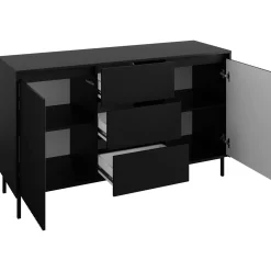 Garnero Arredamenti Set mobili soggiorno completo design cannettato nero Strike Nero Opaco Clearance