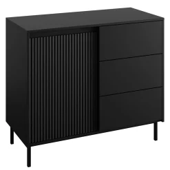 Garnero Arredamenti Set mobili soggiorno completo design cannettato nero Strike Nero Opaco Clearance