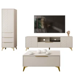 Garnero Arredamenti Set mobili soggiorno completo beige frontali serigrafati Miriam 1 Best
