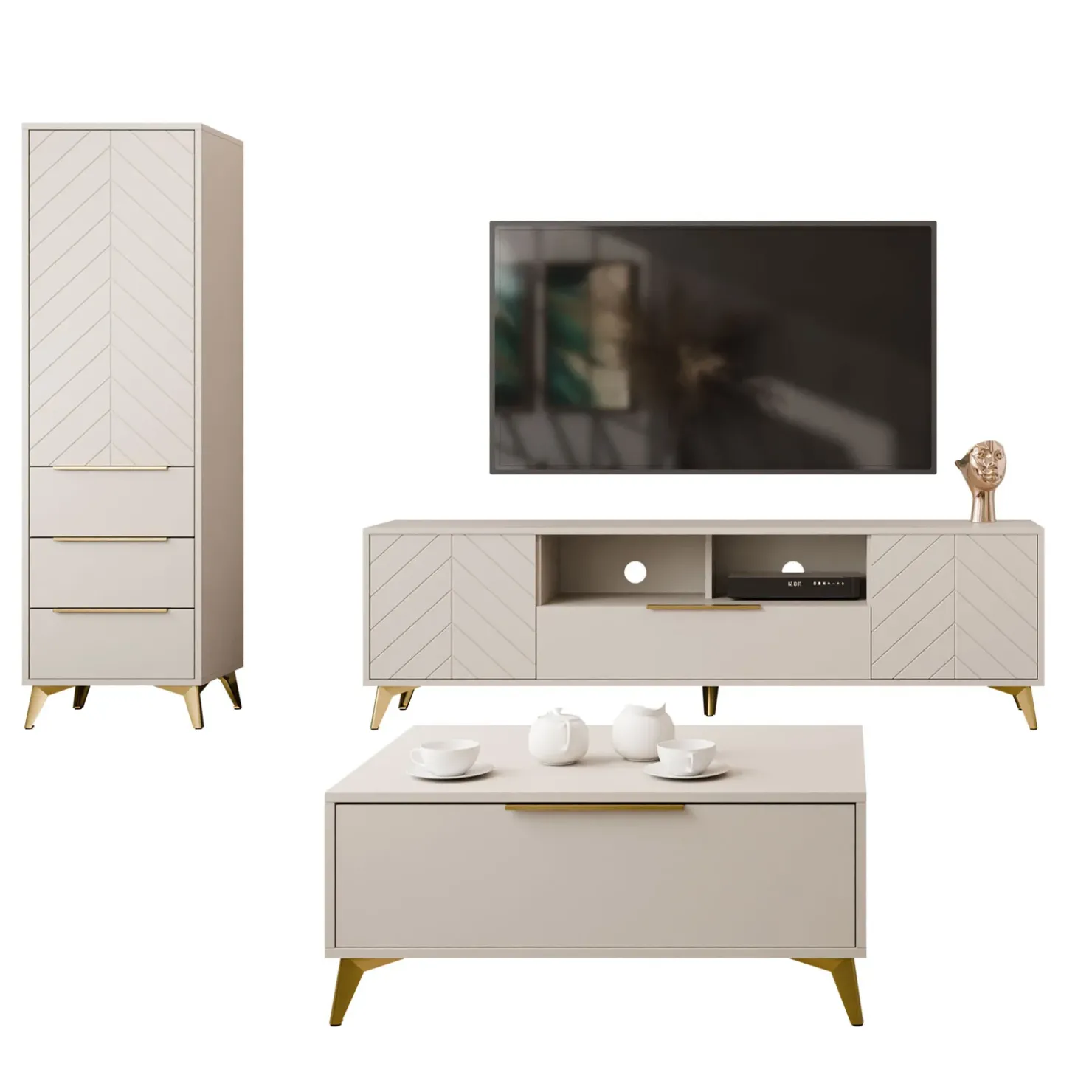 Garnero Arredamenti Set mobili soggiorno completo beige frontali serigrafati Miriam 1 Best